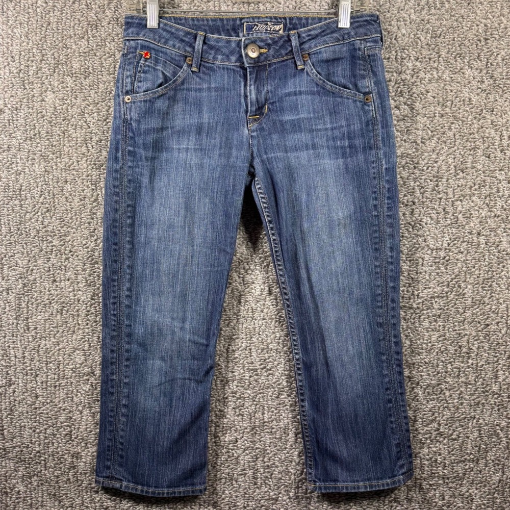 HUDSON Crop Capri Jeans Medium Wash Low Rise Stretch Flap Pocket Blue‎ Womens 27